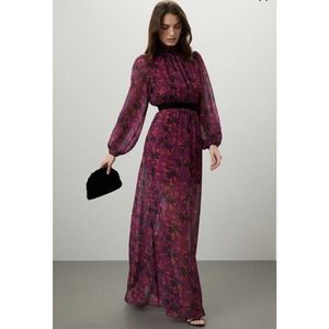 LDT Brooke Maxi Dress With Sheer Sleeves Size 14. *flawed See Pics